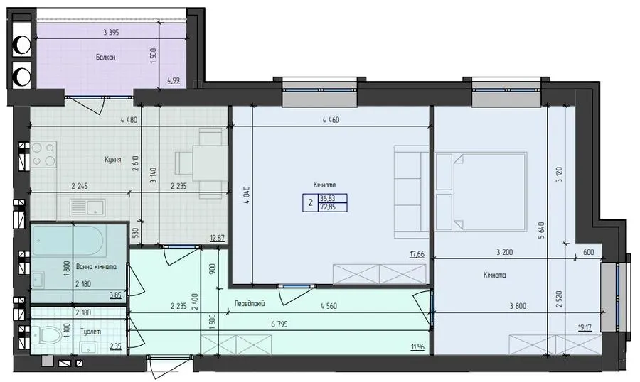 ЖК 9 Район — 72.9 м²