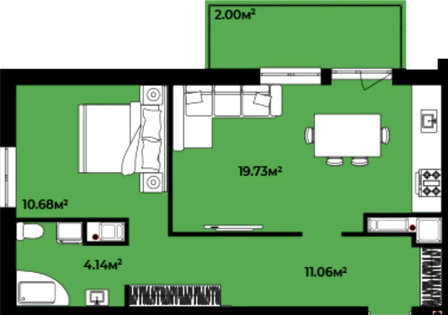 ЖК CONTINENT GREEN — 47.6 м²