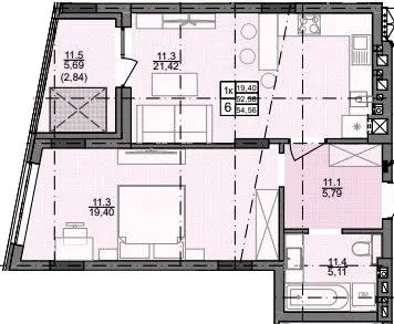 ЖК Лисика Hall — 54.6 м²