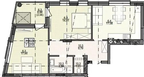 ЖК Лисика Hall — 66.9 м²