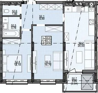 ЖК Лисика Hall — 67.7 м²
