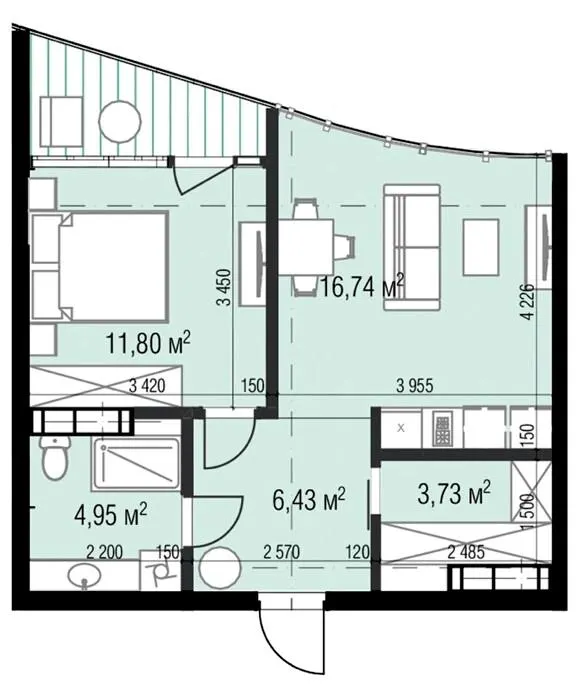 ЖК Sky River 2 — 45.8 м²