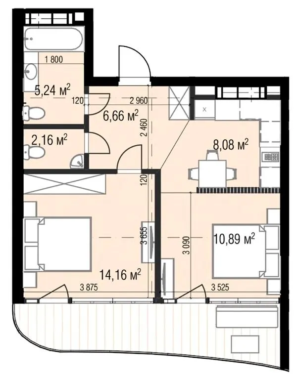 ЖК Sky River 2 — 52.9 м²