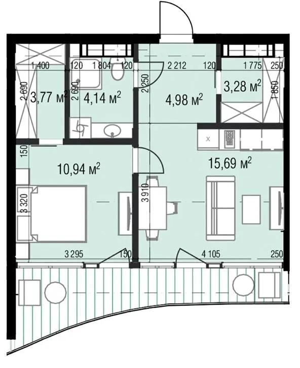 ЖК Sky River 2 — 47.7 м²