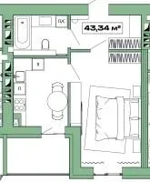 ЖК Хвоя — 43.3 м²
