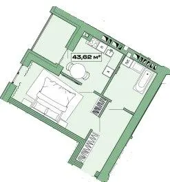 ЖК Хвоя — 43.6 м²