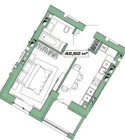 ЖК Хвоя — 42.6 м²