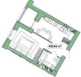ЖК Хвоя — 43.3 м²