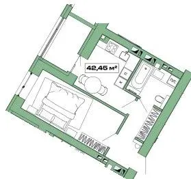 ЖК Хвоя — 42.5 м²