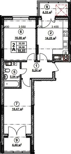 ЖК Кленовий Парк — 66.9 м²