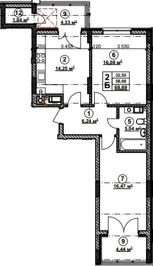 ЖК Кленовий Парк — 68.7 м²