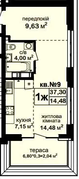 ЖК Феофанія City — 37.3 м²