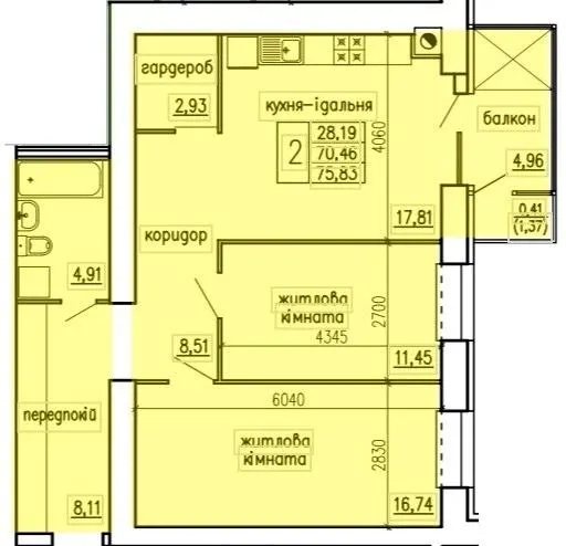 ЖК Київський — 75.8 м²