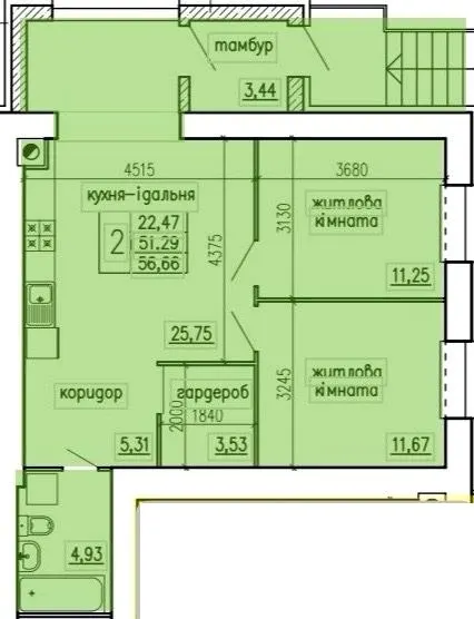 ЖК Київський — 65.4 м²