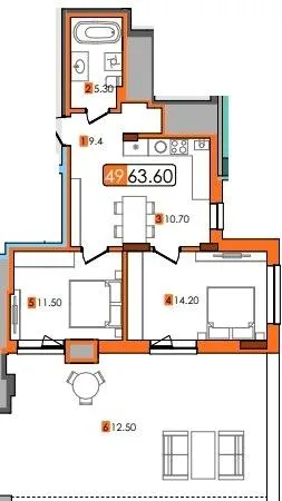2-комнатная квартира, 64 м², Трускавец — фото 1