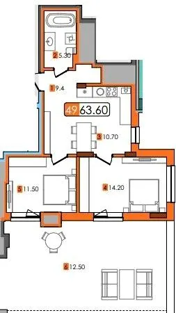 ЖК Мрія — 63.6 м²