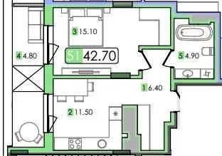 1-комнатная квартира, 43 м², Трускавец — фото 1