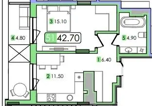 ЖК Мрія — 42.7 м²