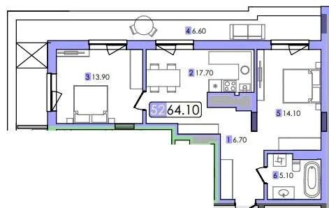 ЖК Мрія — 64.1 м²