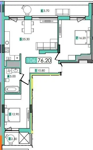 ЖК Мрія — 76.2 м²