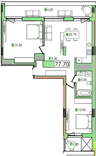 2-кімнатна квартира, 78 м², Трускавець — фото 1