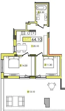 ЖК Мрія — 64.1 м²