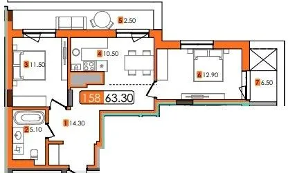 2-кімнатна квартира, 63 м², Трускавець — фото 1