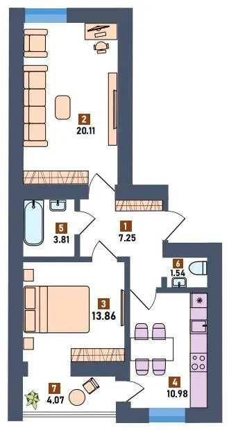 ЖК Перший квартал — 61.6 м²