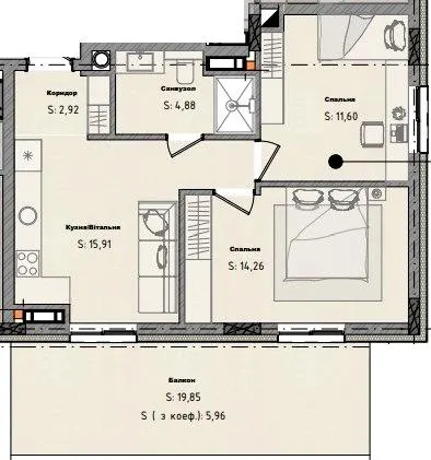 ЖК Moon club — 55.5 м²