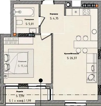 ЖК Moon club — 53.5 м²