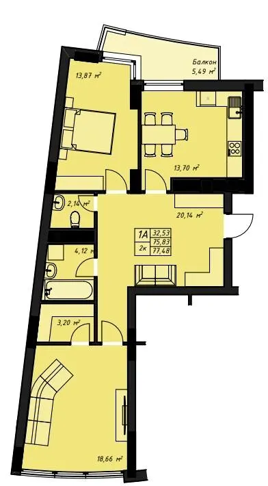 ЖК Amber Park — 77.5 м²