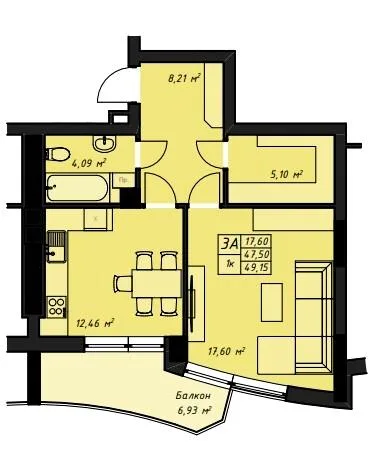 1-кімнатна квартира, 50 м², вул. Данила Галицького, 16, Рівне — фото 1
