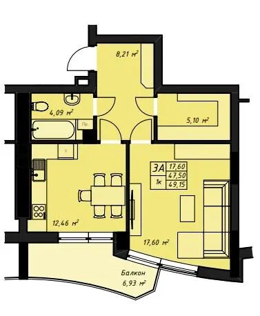 ЖК Amber Park — 49.5 м²