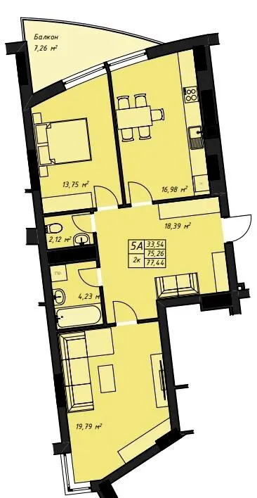 ЖК Amber Park — 77.4 м²