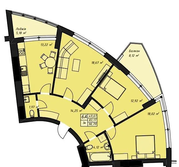 3-кімнатна квартира, 91 м², вул. Данила Галицького, 16, Рівне — фото 1