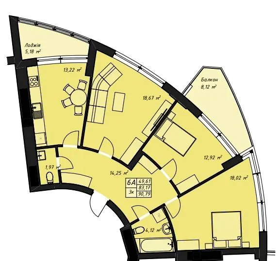 ЖК Amber Park — 90.8 м²