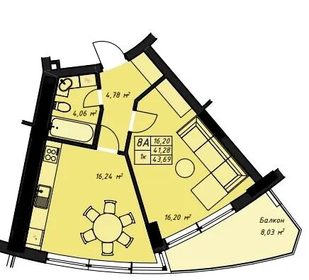 ЖК Amber Park — 43.7 м²