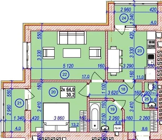 вул. Глибока, 24 — 64 м²