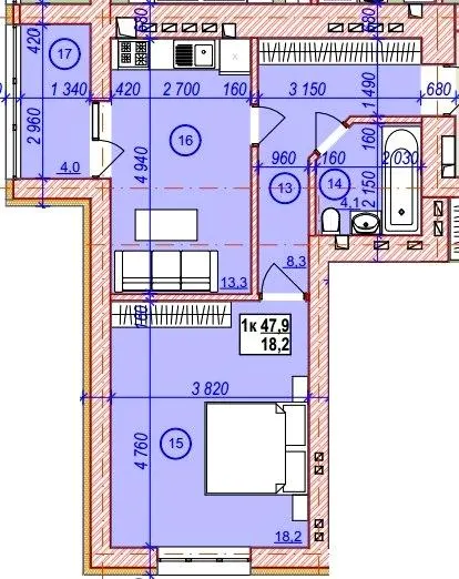 вул. Глибока, 24 — 47.9 м²