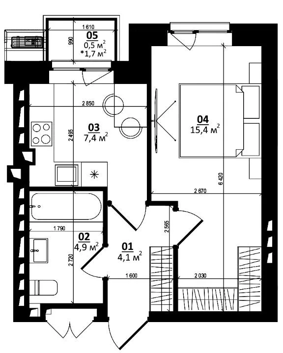 1-комнатная квартира, 32 м², Белогородка — фото 1
