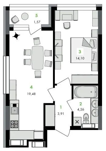 ЖК Greenville на Печерську — 43.3 м²