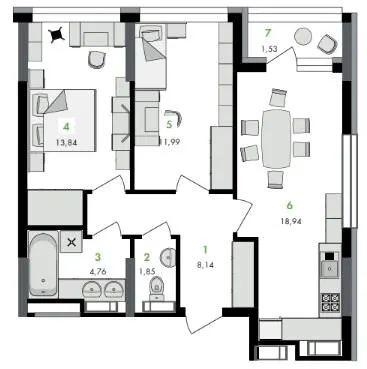 ЖК Greenville на Печерську — 61.1 м²