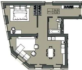 ЖК Кафедральний — 75.5 м²