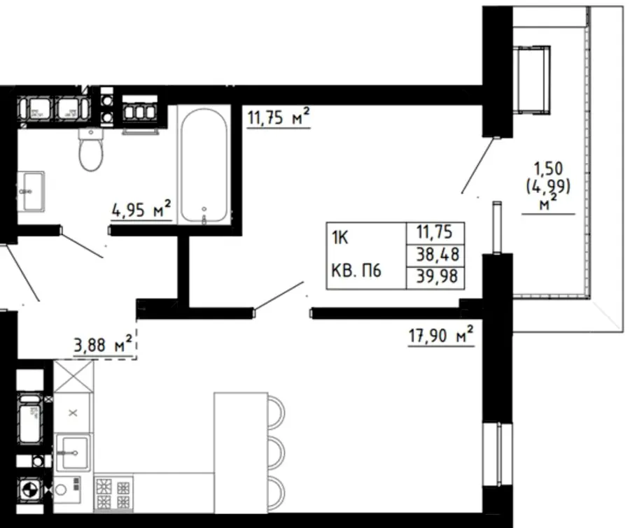 ЖК Шведський квартал — 40 м²