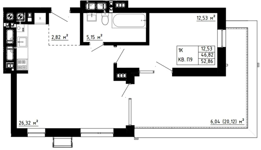 ЖК Шведський квартал — 52.9 м²