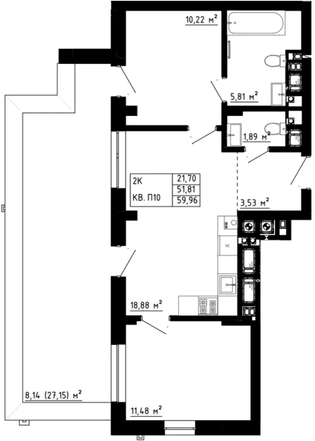 ЖК Шведський квартал — 60 м²