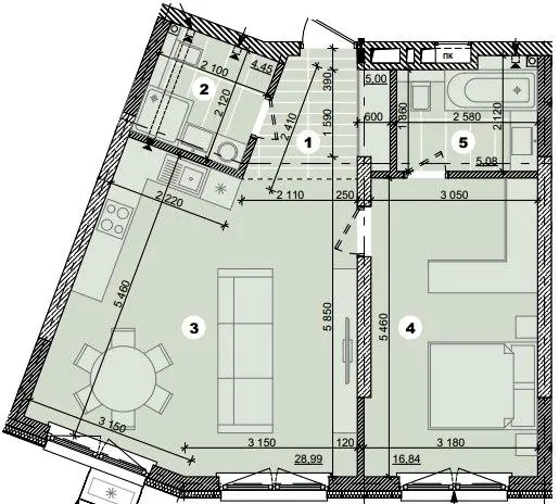 вул. Євгена Маланюка, 101 — 59.6 м²