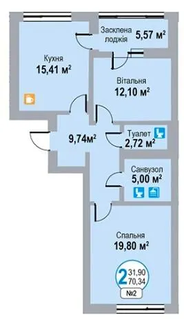 ЖК Еко-дім на Надійній — 70.3 м²