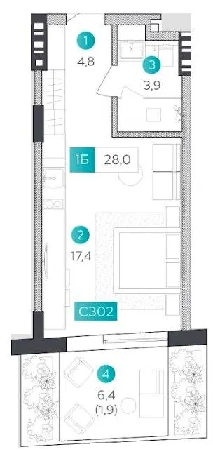 Апарт-готель VELMY — 28 м²