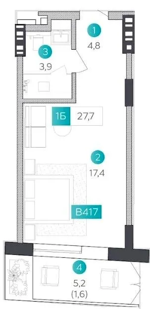 Апарт-готель VELMY — 27.7 м²